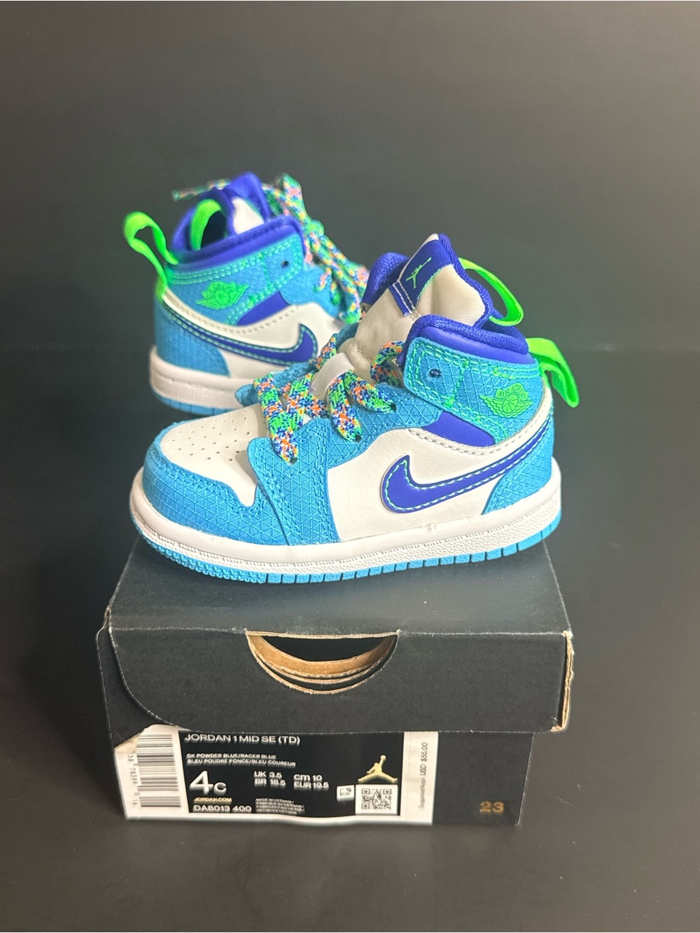 Nike Air Jordan 1 Mid SE TD Powder Blue Racer Blue Size 4C NEW w/ Box DA8013-400